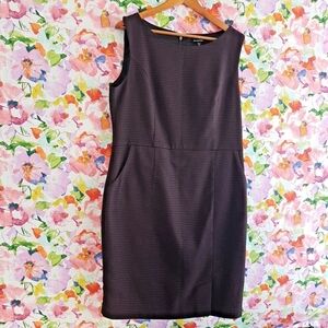 Vintage Le Chateau Purple Black Houndstooth Sleeveless Sheath Dress